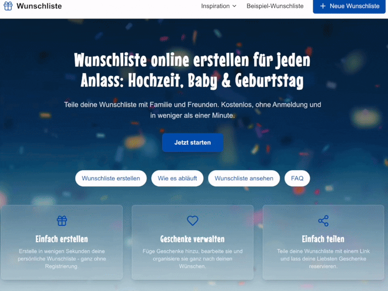 Erstelle deine Wunschliste