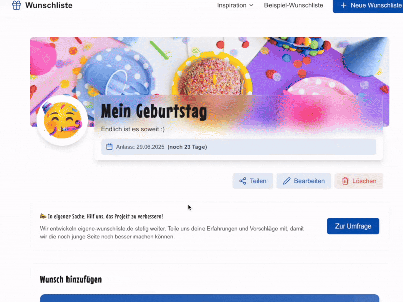 Füge Geschenke hinzu